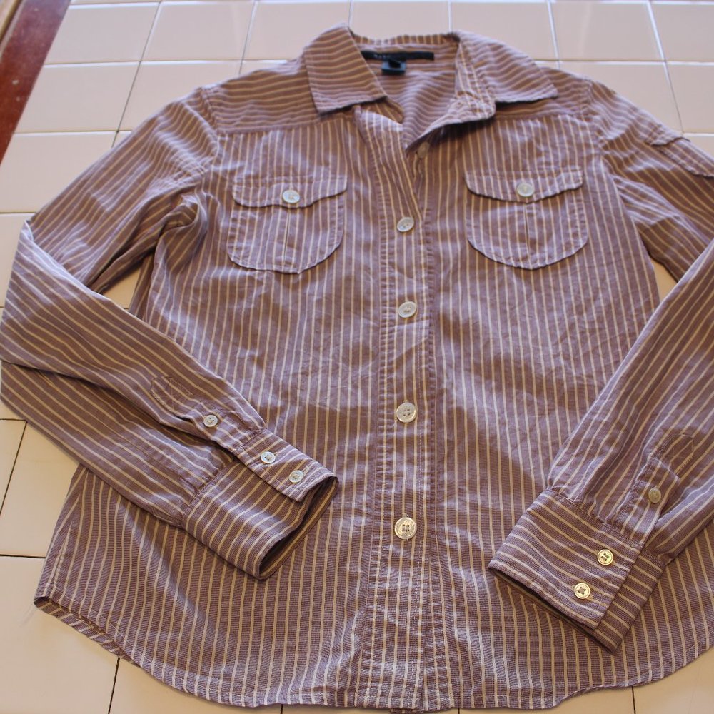 MARC JACOBS WOMENS PURPLE/WHITE BUTTON DOWN FRONT SHIRT SIZE 8